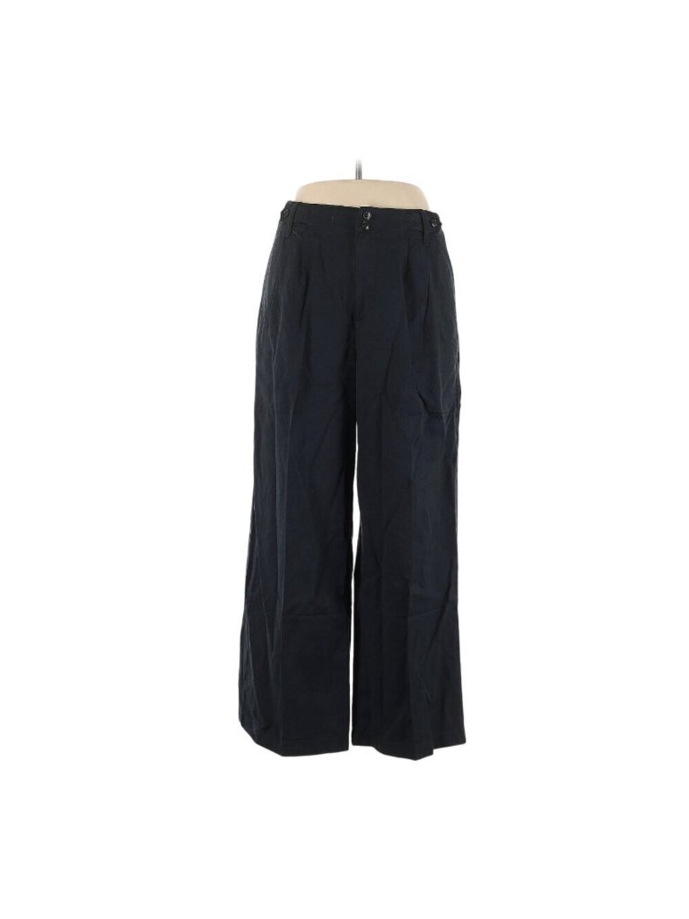 NWT Madewell Petite Black Linen-Cotton Wide-Leg Pants 10P